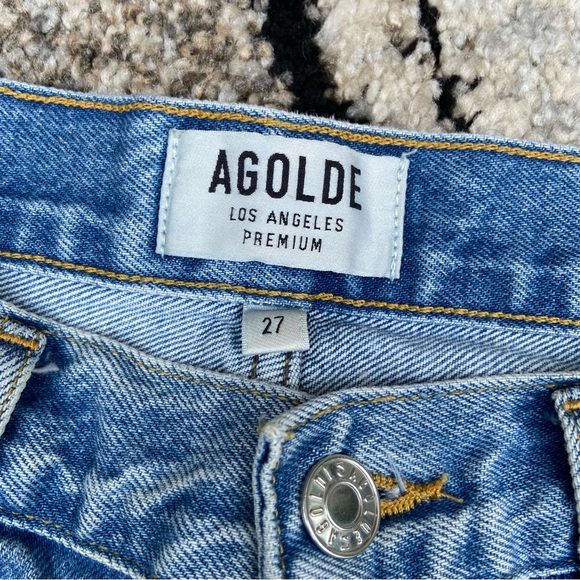 Agolde Parker Los Angeles Premium Distressed Light Blue Jean Shorts Size 27 - Picture 10 of 11